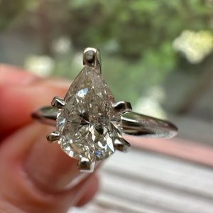Pear Diamond Engagement Ring 0.74 Carat